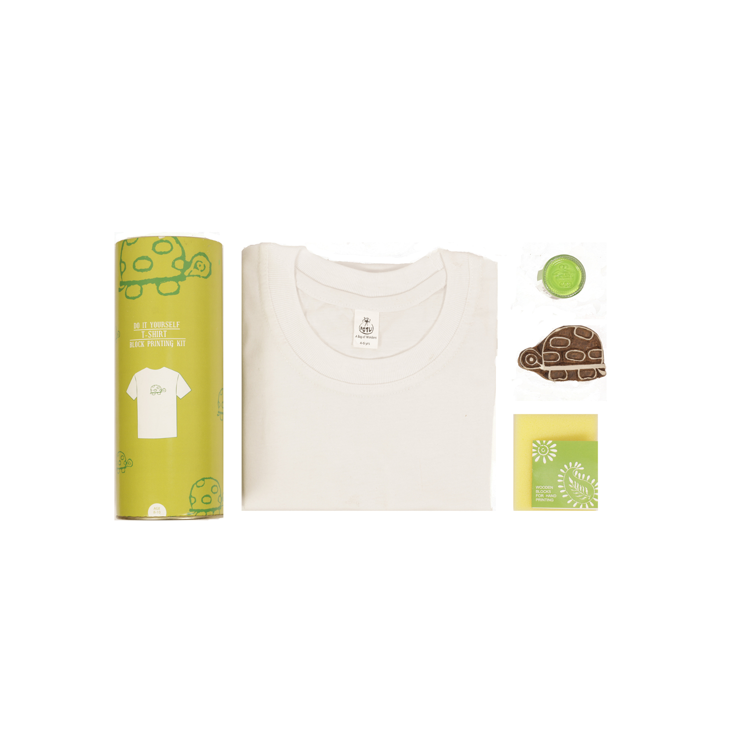 POTLI DIY Craft Kit ( 4 Years - 12 Years) Block Print Your T-Shirt (Turtle)